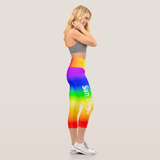 San Diego Pride Rainbow Flag LGBT Ombre Streifen Capri Leggings (Rechts)