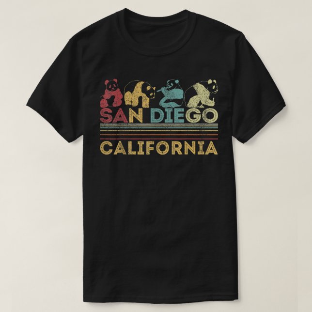 San Diego Retro Panda Zoo Vintag T-Shirt (Design vorne)