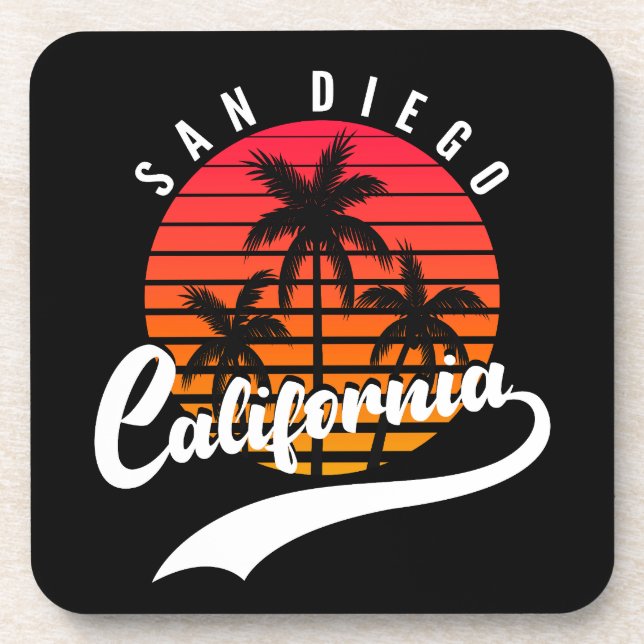 San Diego Retro Sunset Beauty Coaster Getränkeuntersetzer (Vorderseite)
