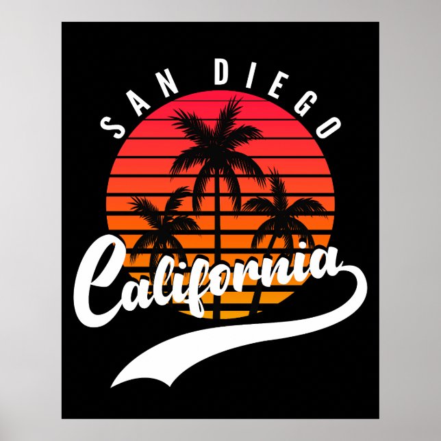 San Diego Retro Sunset Poster (Vorne)