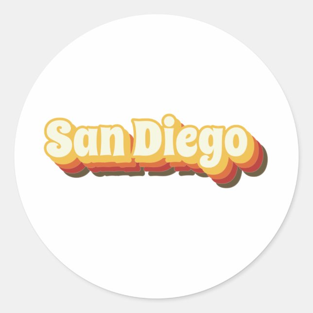 San Diego Retro Vintager Text Runder Aufkleber (Vorderseite)