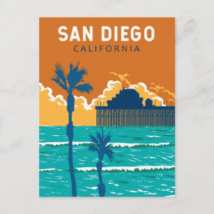 San Diego Rodelbahn mit Aussicht Vintag Postkarte