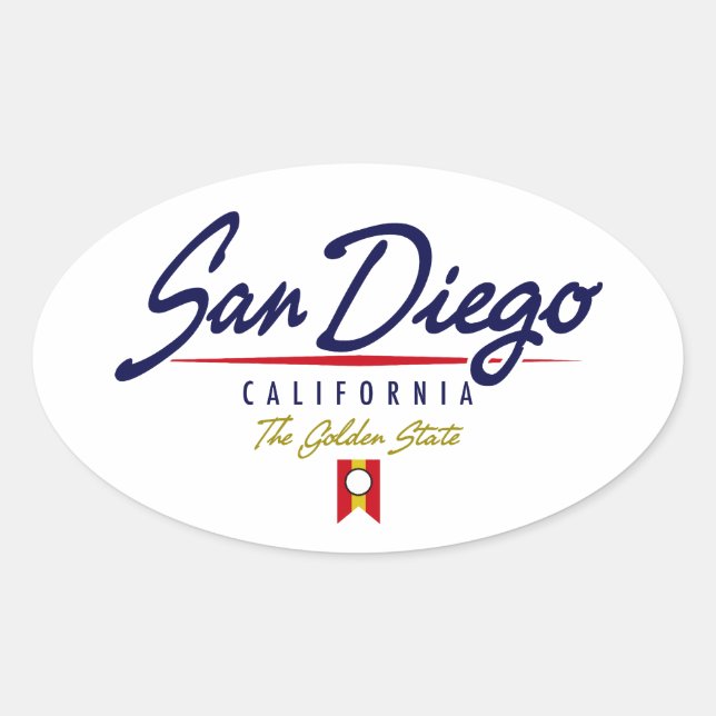San Diego Script Ovaler Aufkleber (Vorderseite)