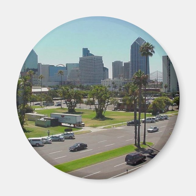 San Diego Skyline aus dem Meeresmuseum gesehen Magnet (Vorne)