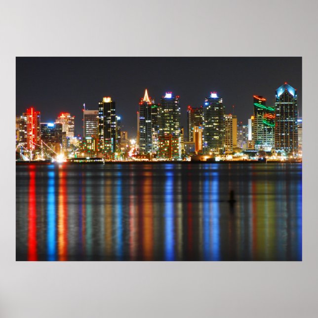 San Diego Skyline bei Nacht Poster (Vorne)