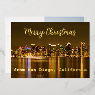 San Diego Skyline Custom Golden Fossil Folien Feiertagskarte