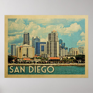 San Diego Skyline Kalifornien Vintage Reise Poster