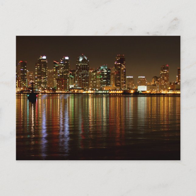 San Diego Skyline Night Postkarte (Vorderseite)