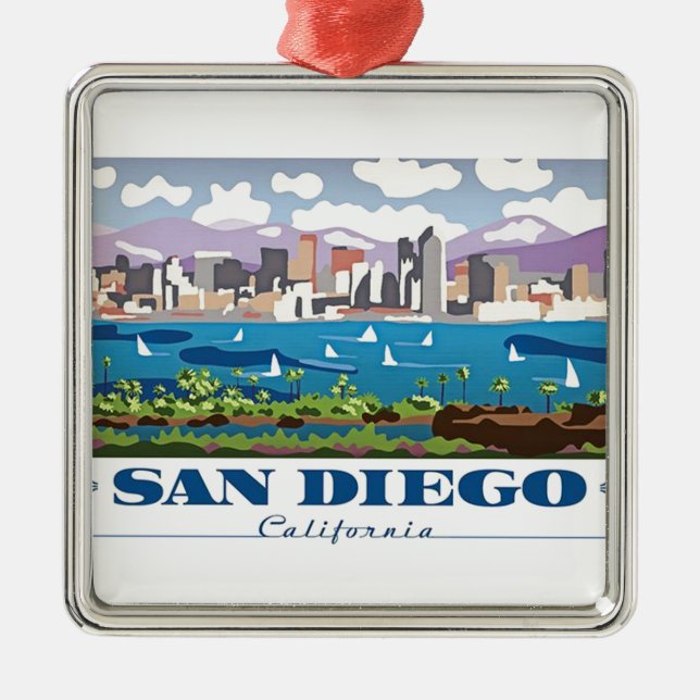 San Diego Skyline Ornament Aus Metall (Vorne)