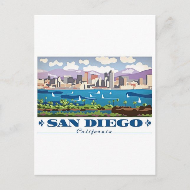 San Diego Skyline Postkarte (Vorderseite)