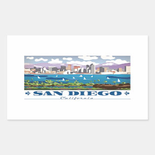 San Diego Skyline Rechteckiger Aufkleber