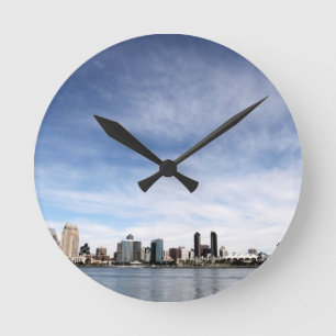 San Diego Skyline Runde Wanduhr