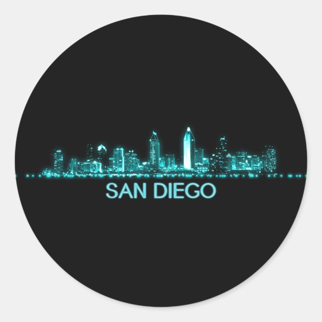 San Diego Skyline Runder Aufkleber (Vorderseite)