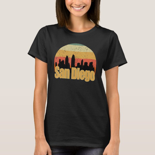 San Diego Skyline Silhouette Sunset I Liebe San Di T-Shirt (Vorderseite)