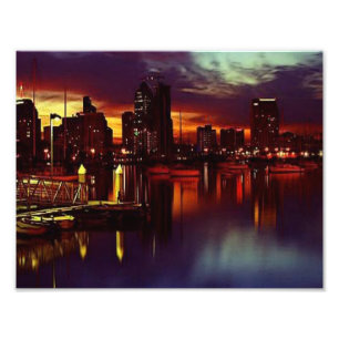 San Diego Sonnenuntergang-Skyline Fotodruck