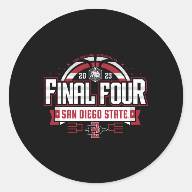 San Diego Staat Aztecs Final Four 2023 Basketball Runder Aufkleber (Vorderseite)
