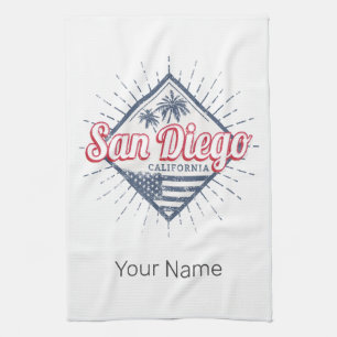 San Diego Stadt Kalifornien Retro Palmen Vintage Geschirrtuch