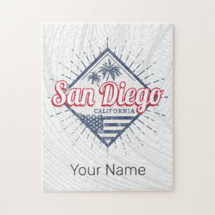 San Diego Stadt Kalifornien Retro Palmen Vintage Puzzle