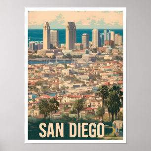 San Diego Stadt Kalifornien USA Kunst Vintage Reis Poster