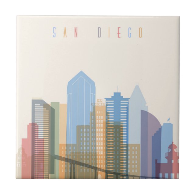 San Diego Stadt-Skyline Fliese (Vorderseite)