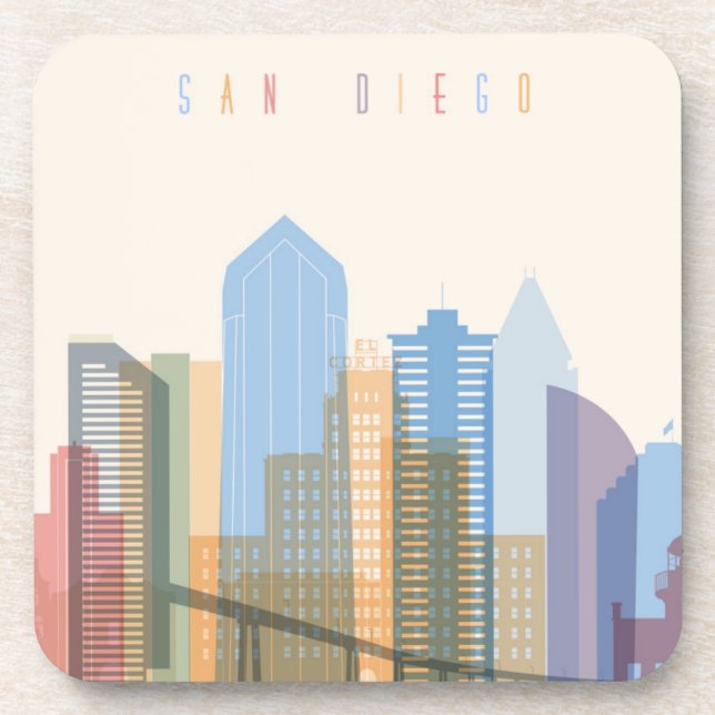 San Diego Stadt-Skyline Untersetzer (Vorderseite)