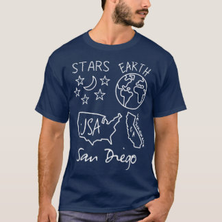 San Diego Stars Earth USA Kalifornien Weißer Text T-Shirt