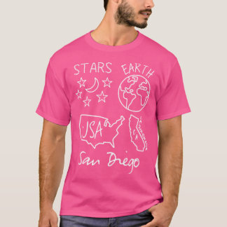 San Diego Stars Earth USA Kalifornien Weißer Text T-Shirt