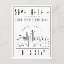 San Diego | Stilisierte Skyline Save the Date Postkarte