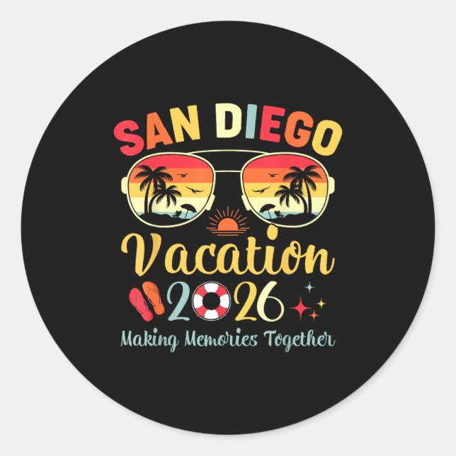 San Diego Strand Ca Urlaub Runder Aufkleber (Vorderseite)