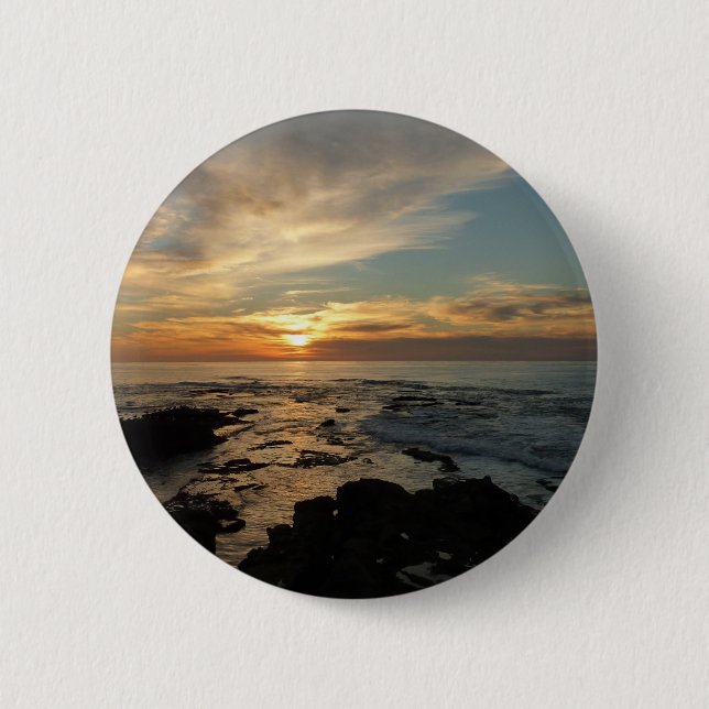 San Diego Sunset I California Seascape Button (Vorderseite)