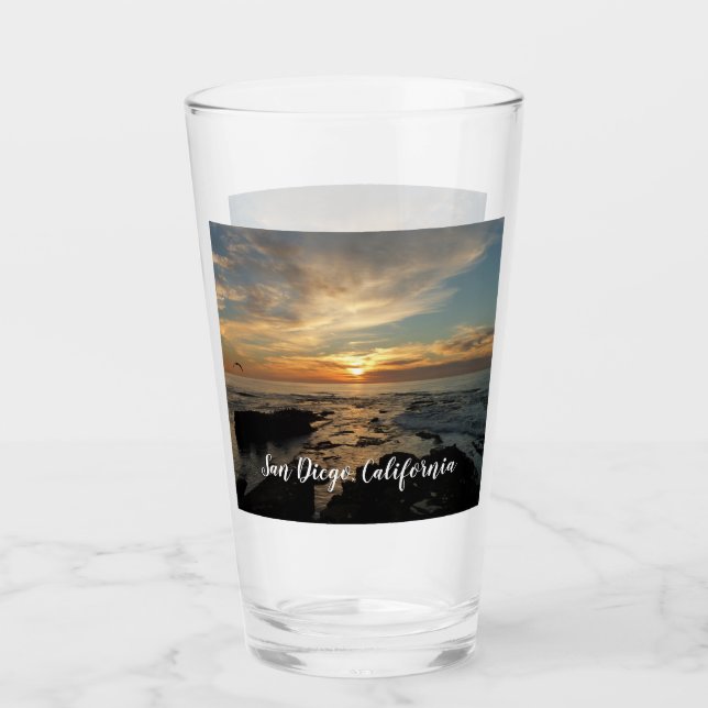 San Diego Sunset I California Seascape Glas (Vorderseite)