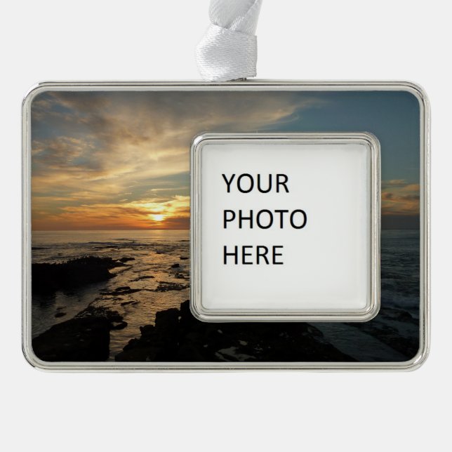 San Diego Sunset I California Seascape Rahmen-Ornament Silber (Vorderseite)
