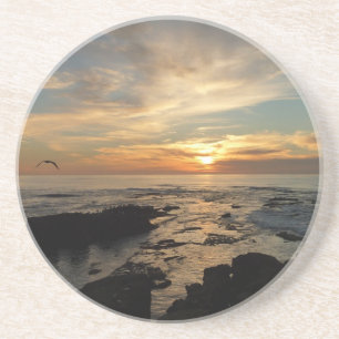 San Diego Sunset I California Seascape Sandstein Untersetzer
