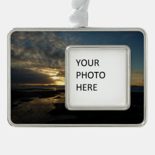 San Diego Sunset III Atemberaubendes Kalifornien L Rahmen-Ornament Silber