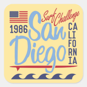 San Diego Surf Challenge 1986 Quadratischer Aufkleber