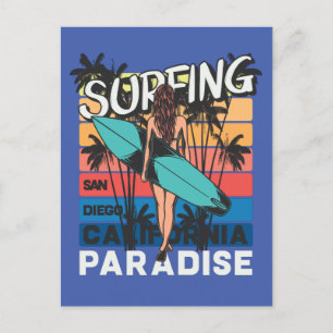 San Diego Surfen Vintage Postkarte