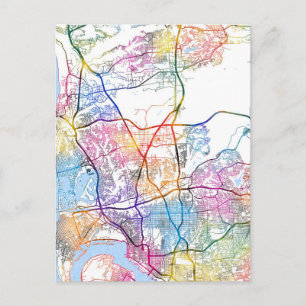 San Diego USA City Map Postkarte
