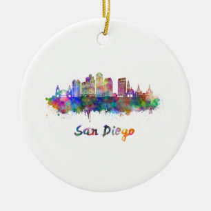 San Diego V2 skyline im Watercolor Keramikornament