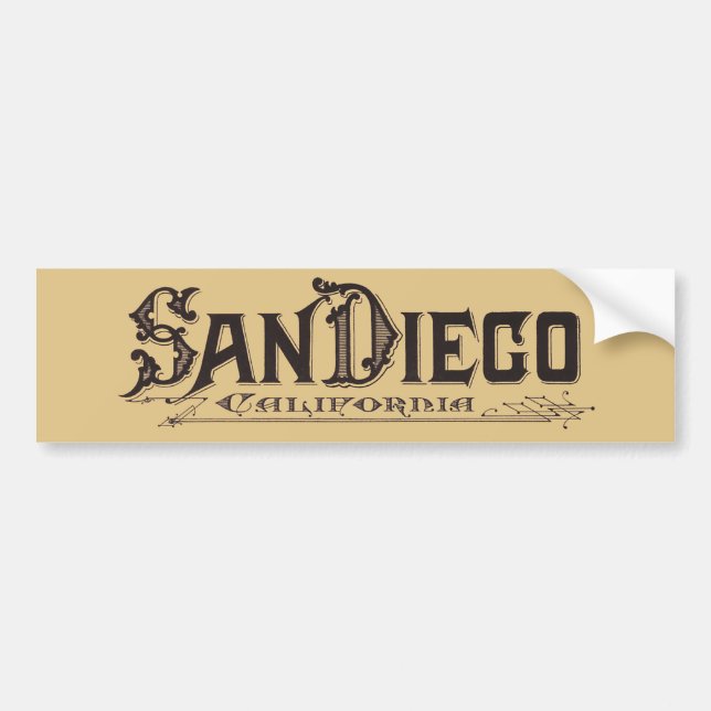 San Diego Vintage Schriface Autoaufkleber (Vorne)