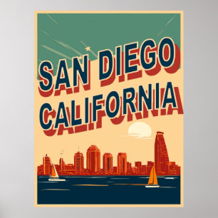San Diego Waterfront, Kalifornien, Reise Poster