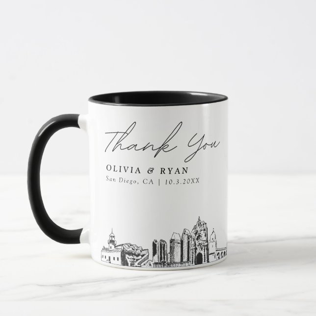 San Diego Wedding Minimal Custom Coffee Tasse (Links)