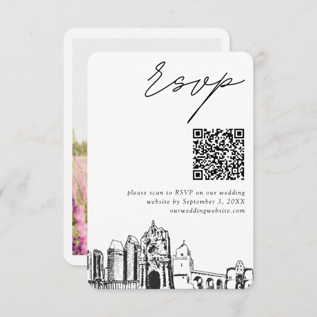 San Diego Wedding Modern UAWG QR Code Begleitkarte (Vorne/Hinten)