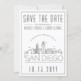 San Diego Wedding | Stilisierte Skyline Save the D Einladung