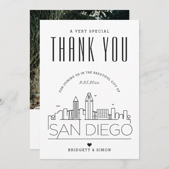 San Diego Wedding | Vielen Dank + Foto-Karte Karte (Vorne/Hinten)