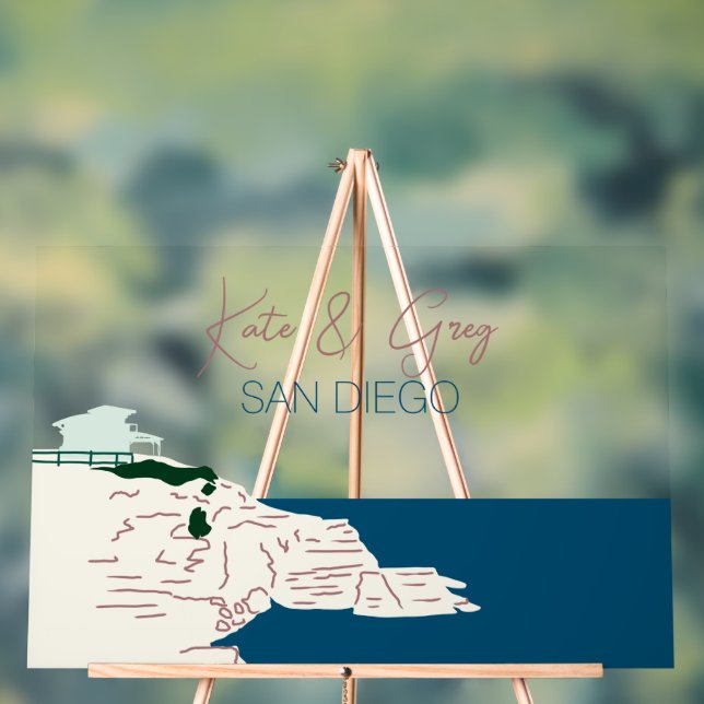 San Diego Wedding Welcome Acrylschild (Neutral)