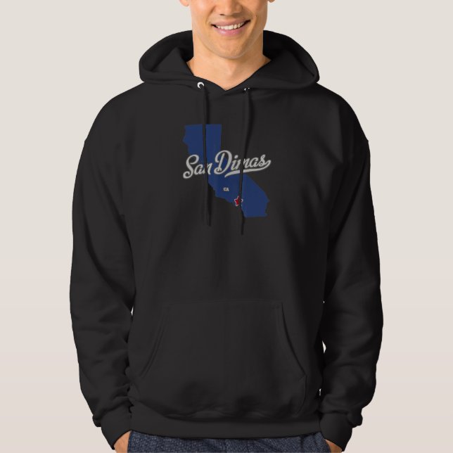 San Dimas California CA Map Hoodie (Vorderseite)