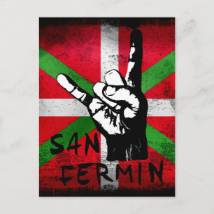 San Fermin Fingernbullen Kopf und Ikurrina, Postkarte