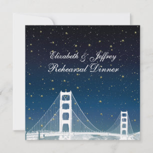San Fran Skyline Etched Blue Star Probe Dinner Einladung