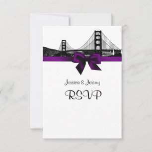 San Fran Skyline geätzt BW Lila RSVP Menü Karte
