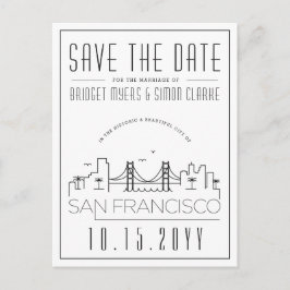 San Fran Wedding | Stilisierte Skyline Save the Da Postkarte